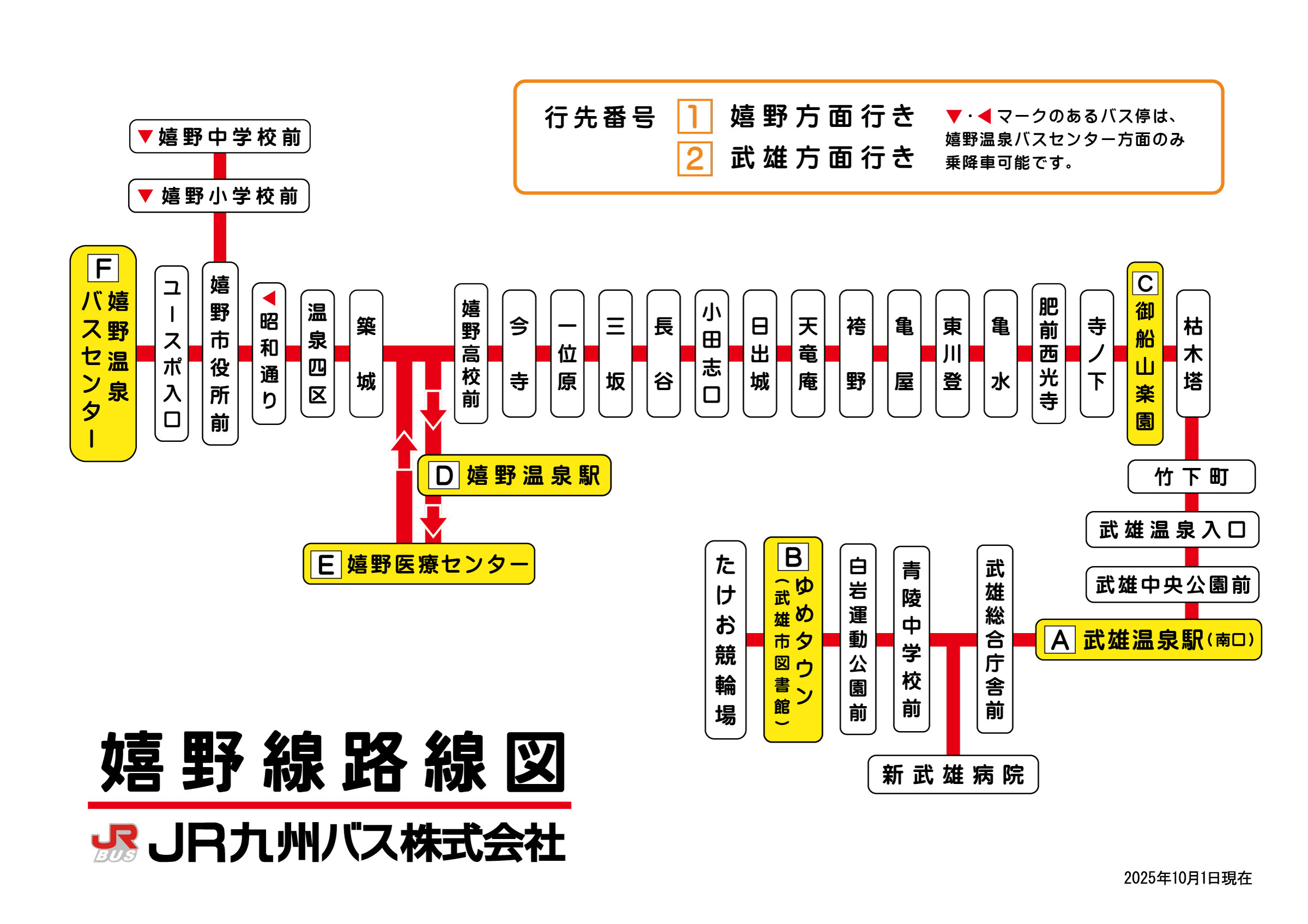 嬉野線路線図