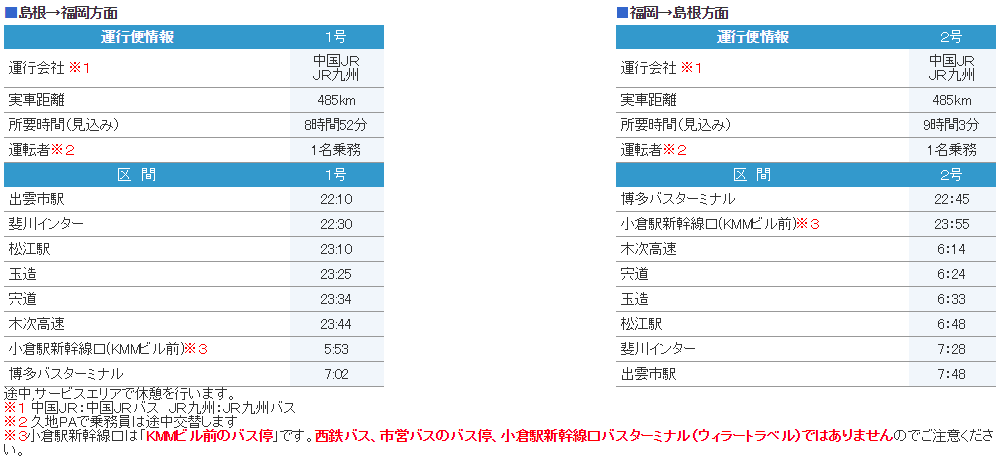 福岡 出雲 出雲ドリーム博多号 高速バス Jr九州バス